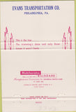 Matchbook Cover - Evans Transportation Philadelphia PA 40 Strike