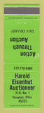 Matchbook Cover - Harold Eisenhut Auctioneer Houston OH WEAR