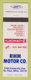 Matchbook Cover - Rihm Motors Kenworth Semi Trucks St Paul MN