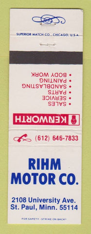 Matchbook Cover - Rihm Motors Kenworth Semi Trucks St Paul MN