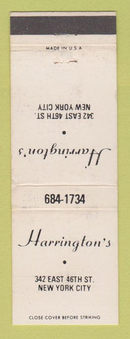 Matchbook Cover - Harrington's New York City WEAR