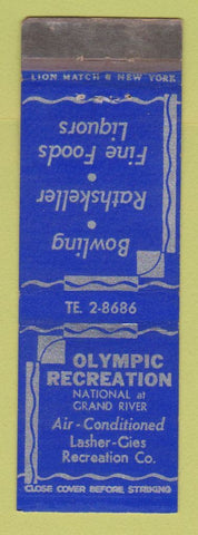 Matchbook Cover - Olympic Recreation Bowling Restaurant Detroit MI WORN