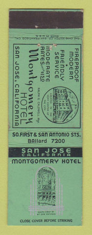 Matchbook Cover - Montgomery Hotel San Jose CA