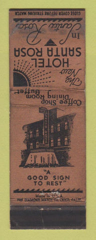 Matchbook Cover - Hotel Santa Rosa CA WORN