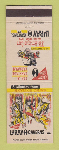 Matchbook Cover - Luray Caverns VA Car Museum
