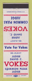 Matchbook Cover - Judge David Vokes Election Detroit? MI