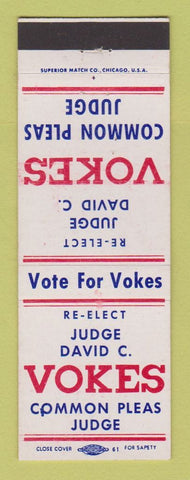 Matchbook Cover - Judge David Vokes Election Detroit? MI