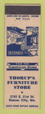 Matchbook Cover - Thorup's Furniture Store Kansas City MO SAMPLE STAPLE HOLES