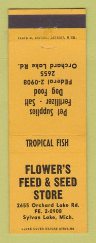 Matchbook Cover - Flower's Feed and Seed Store dog food Sylvan Lake MI