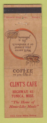 Matchbook Cover - Clint's Cafe Tunica MS