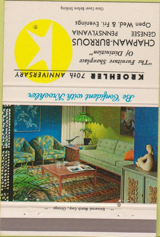 Matchbook Cover - Chapman Burrous Furniture Geness PA 40 Strike
