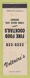 Matchbook Cover - Voltaire's Restaurant Detroit MI