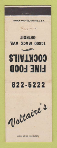 Matchbook Cover - Voltaire's Restaurant Detroit MI