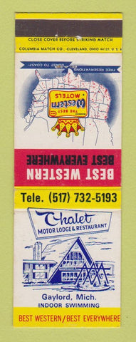 Matchbook Cover - Chalet Motor Lodge Restaurant Gaylord MI Best Western