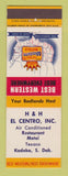 Matchbook Cover - H&H El Centro Restaurant Motel Kadoka SD Best Western