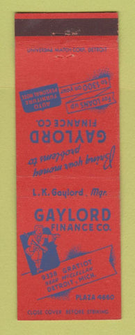 Matchbook Cover - Gaylord Finance Detroit MI