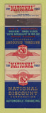 Matchbook Cover - National Discount Corp Auto Loans South Bend IN