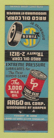 Matchbook Cover - Argo Oil gas US Tires Detroit MI