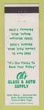 Matchbook Cover - Al's Glass Auto Supply Lincoln Park Wayne MI