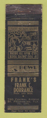 Matchbook Cover - Frank's Bowling St Petersburg FL WORN
