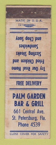Matchbook Cover - Palm Garden Bar Grill St Petersburg FL STAINED