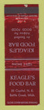 Matchbook Cover - Keagle's Food Bar Battle Creek MI WEAR