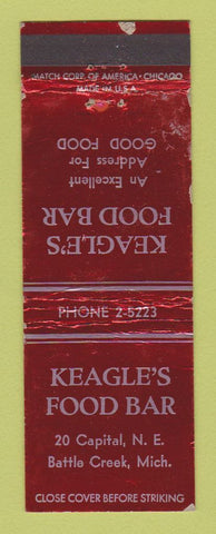 Matchbook Cover - Keagle's Food Bar Battle Creek MI WEAR