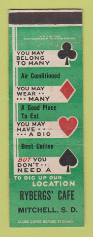 Matchbook Cover - Rybergs' Cafe Mitchell SD