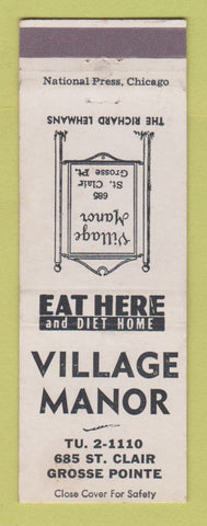 Matchbook Cover - Village Mannor Grosse Pointe MI