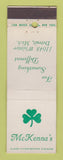 Matchbook Cover - McKenna's Detroit MI