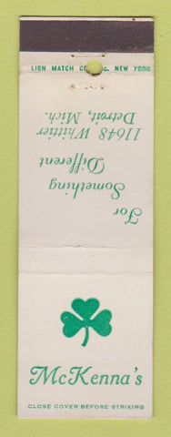 Matchbook Cover - McKenna's Detroit MI