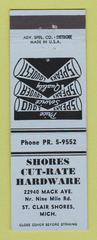 Matchbook Cover - Shores Cut Rate Hardware St Clair Shores MI