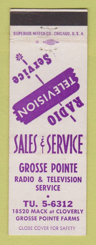 Matchbook Cover - Grosse Pointe Radio TV Farms MI