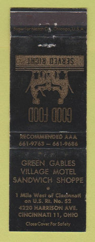 Matchbook Cover Green Gables Village Motel Sandwiches Shoppe Cincinnati OH WEAR