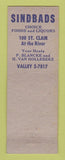 Matchbook Cover - Sindbads Restaurant Christmas Detroit MI
