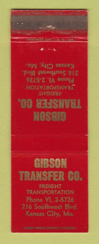 Matchbook Cover - Gibson Transfer Trucking Kansas City MO WORN
