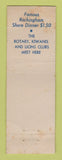 Matchbook Cover - Rockingham Hotel Portsmouth NH WEAR