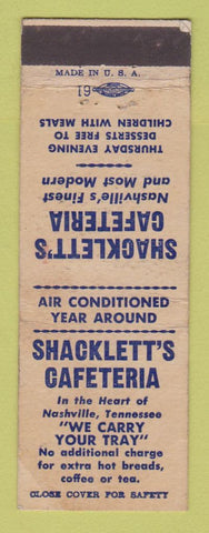 Matchbook Cover - Shacklett's Cafeteria Nashville TN WEAR
