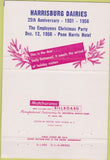 Matchbook Cover - Harrisburg Dairies Christmas Party 1956 40 Strike