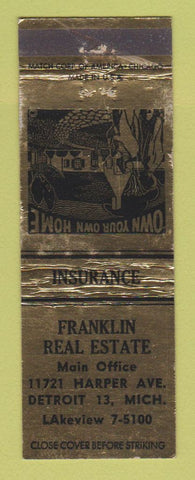 Matchbook Cover - Franklin Real Estate Detroit MI WEAR