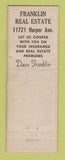 Matchbook Cover - Franklin Real Estate Detroit MI WEAR