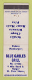 Matchbook Cover - Blue Gables Grill St Clair Shores MI