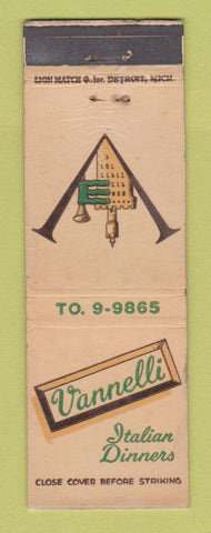 Matchbook Cover - Vannelli Italian Restaurant Detroit MI WEAR