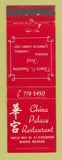 Matchbook Cover - China Palace Restuarant Chinese Warren MI