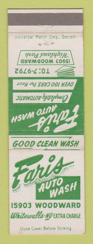 Matchbook Cover - Faris Car Wash Highland Park MI