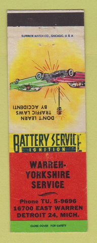 Matchbook Cover - Warren Yorkshire Service auto repair Detroit MI