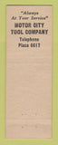 Matchbook Cover - Motor City Tool Detroit MI jigs dies fixtures