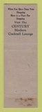 Matchbook Cover - The Century Restaurant Boston MA