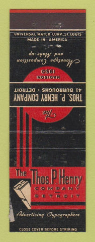 Matchbook Cover - Thos Henry Monotype Detroit MI