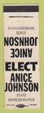 Matchbook Cover - Anice Johnson State Rep Election MI?